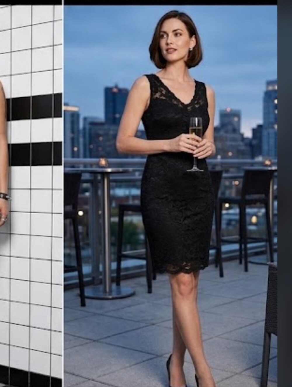 Jump Casuals Vintage Lace Sheath Dress Sleeveless Black 7/8 M 90s Y2K Gothic